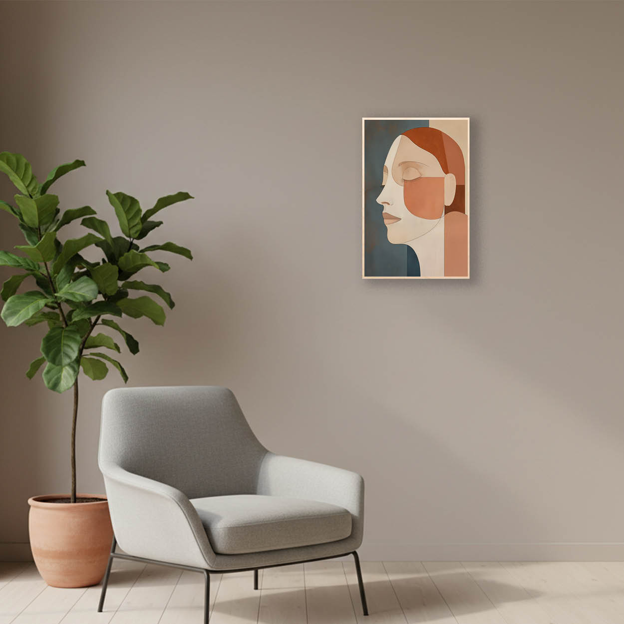 Geometric Portrait — Modigliani Style