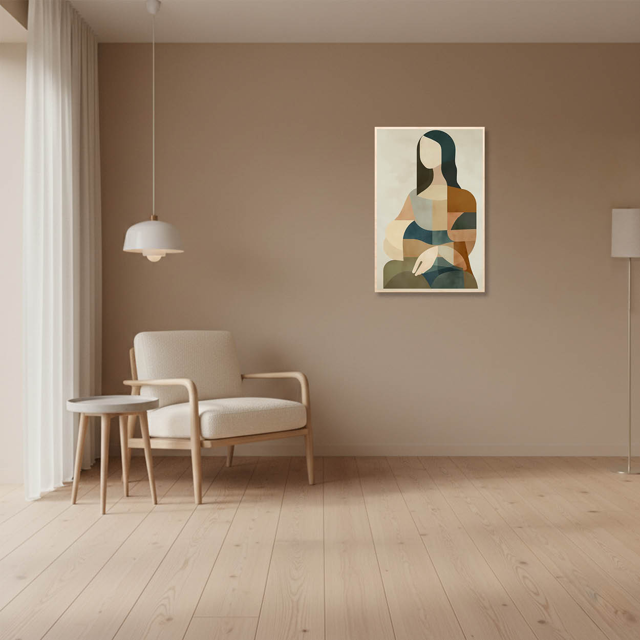 Minimal Abstract Portrait — Renaissance Muse (Mona Lisa)