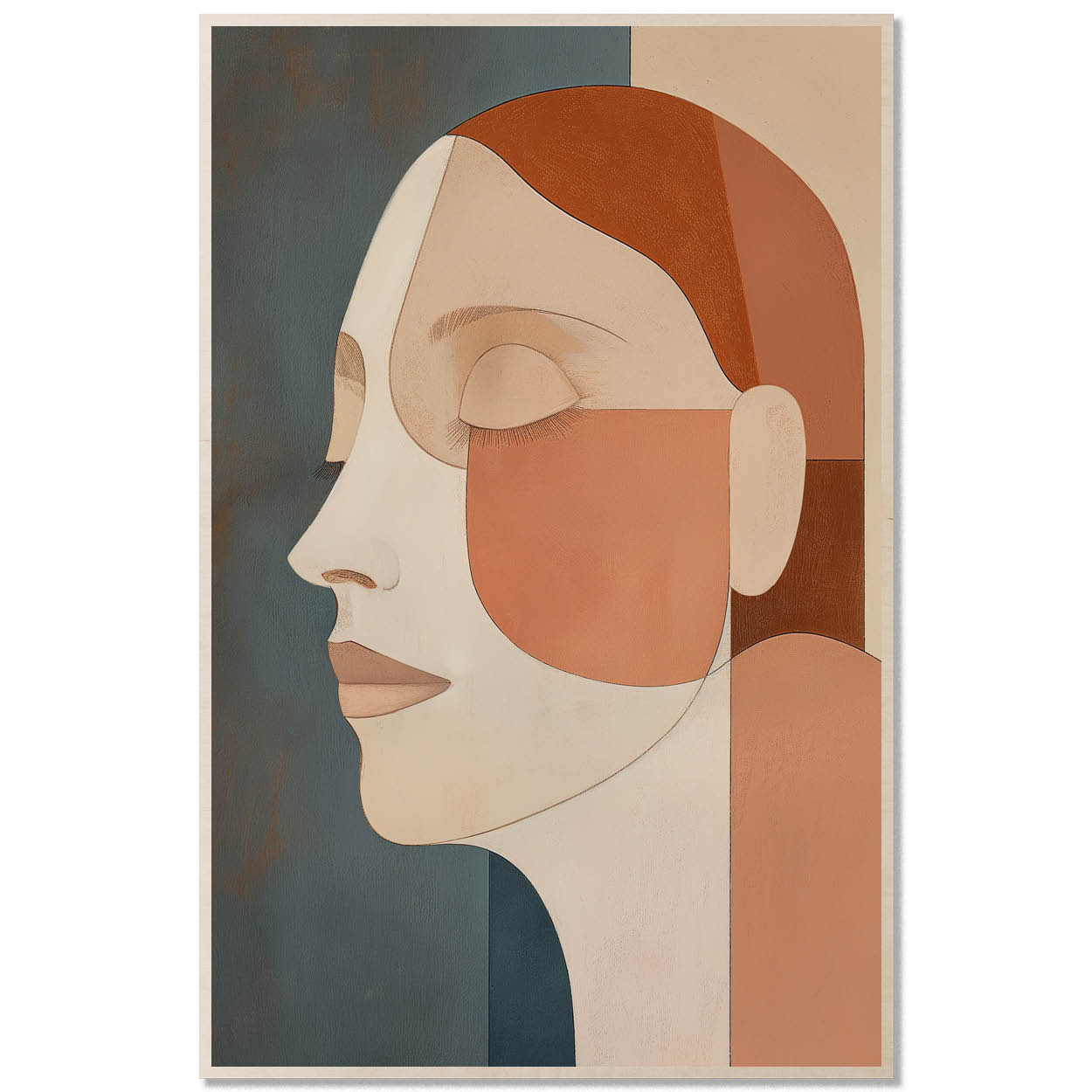 Geometric Portrait — Modigliani Style