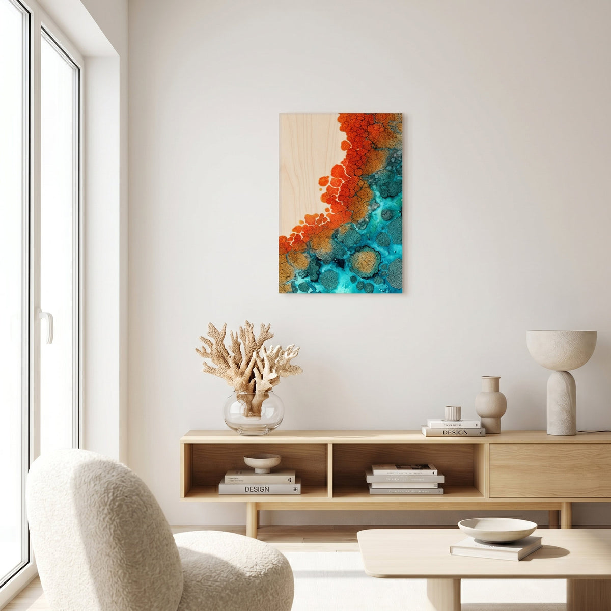 Abstract coral reef - Modern home decor plywood wall art