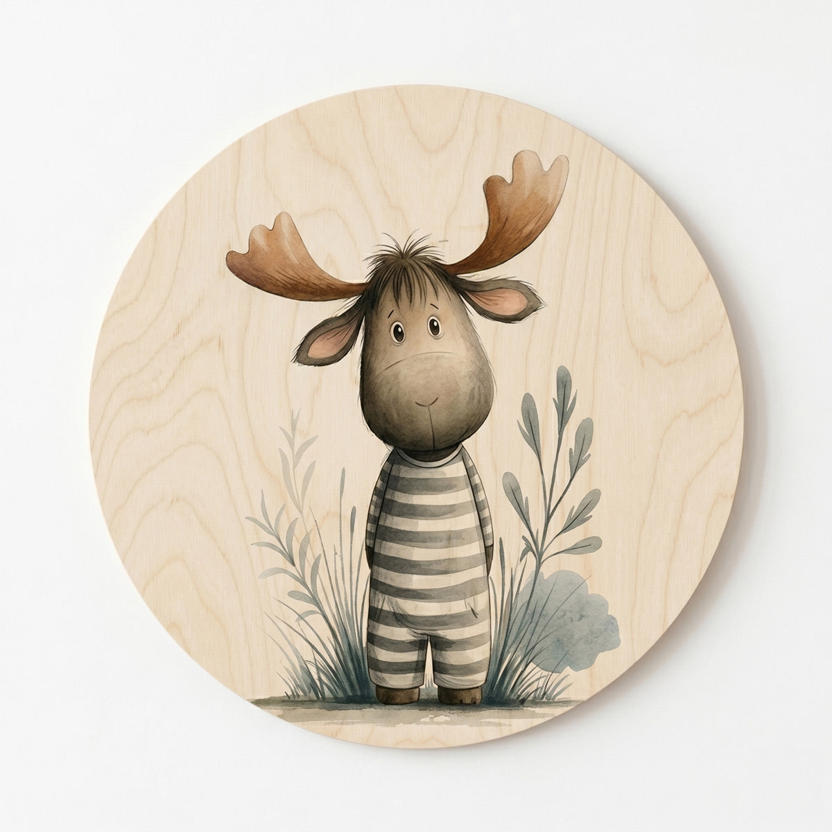 Baby moose in pyjamas - Kids room plywood wall art