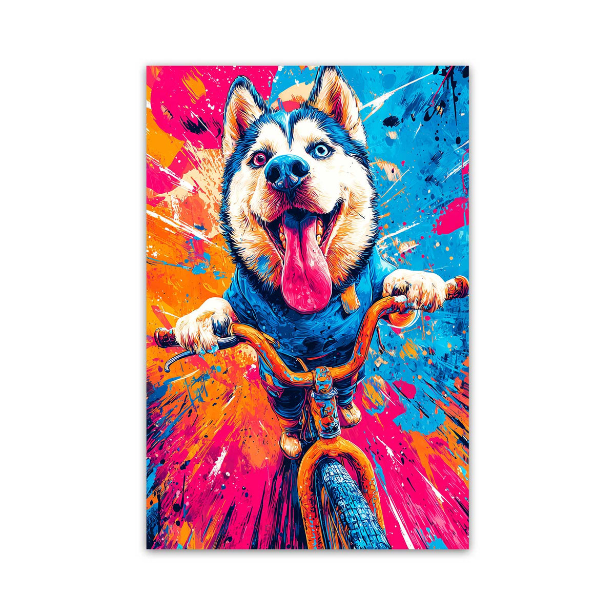 Biking Husky - Modern Pop Art Wall Decor