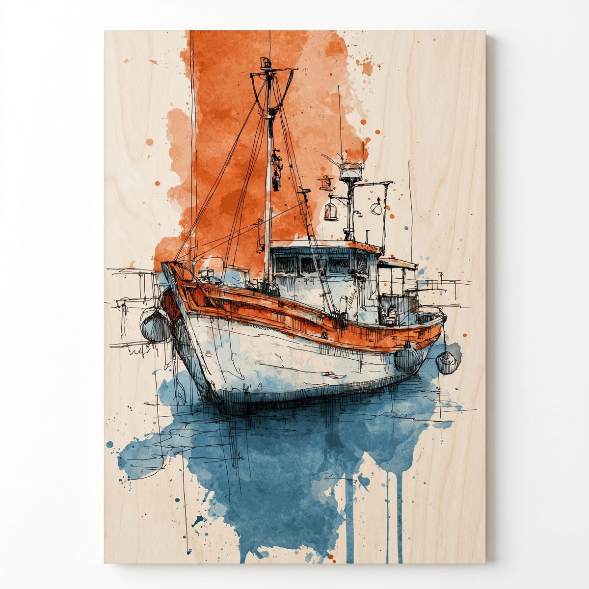 Fishing Boat - Interior Plywood Wall Decor