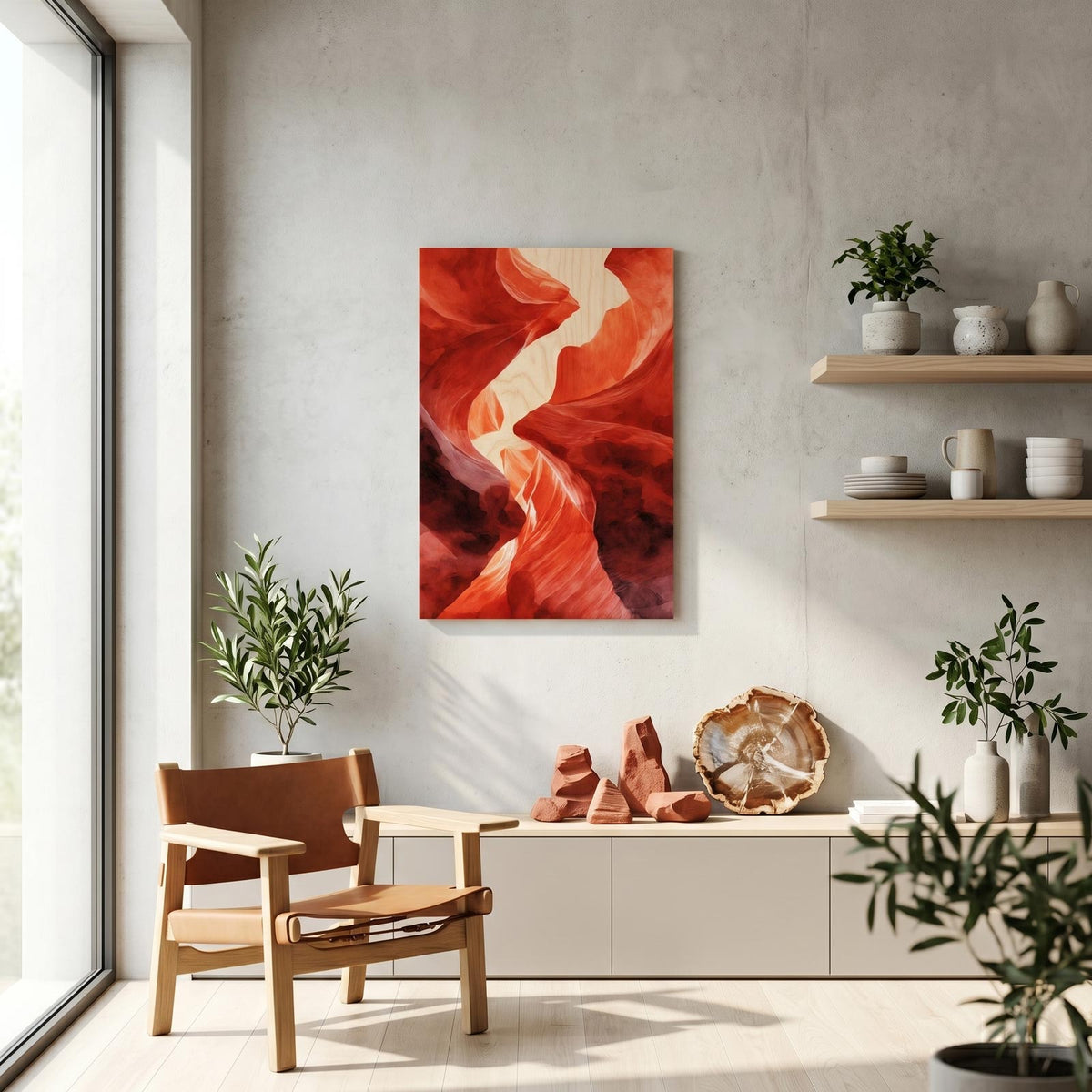 Red canyon vista - Modern home decor plywood wall art