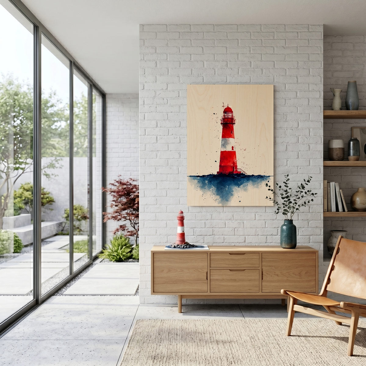 Punainen Majakka - Kodin Sisustus Plywood Seinätaulu