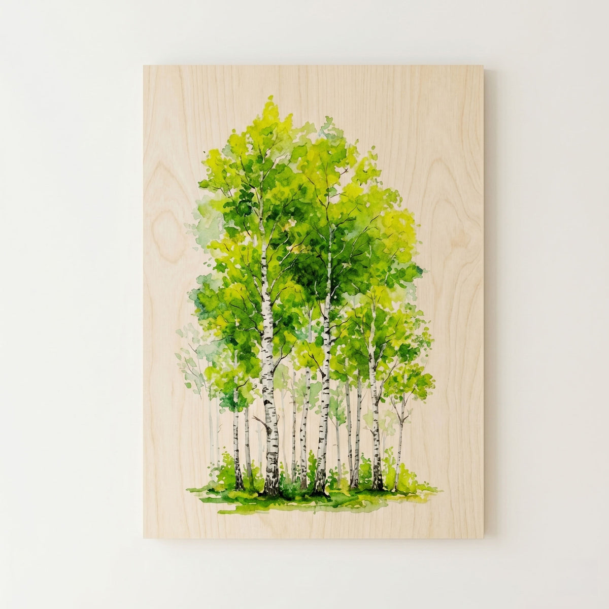 Sunlit birch forest - Modern home decor plywood wall art