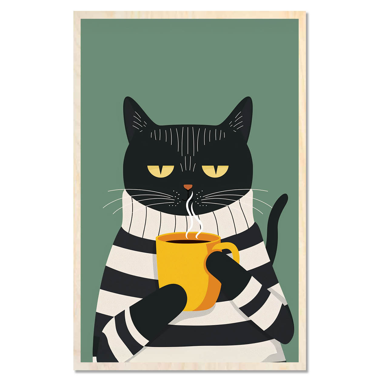 Black Cat with Sweater — Cozy black cat