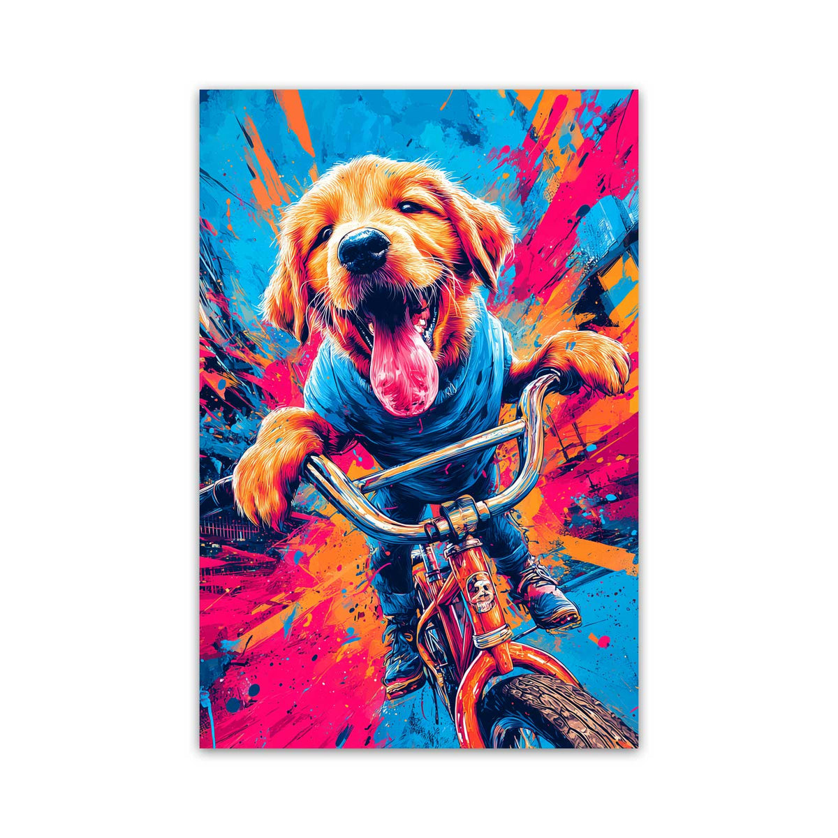 Bike rider golden retriever - Modern pop art wall decor