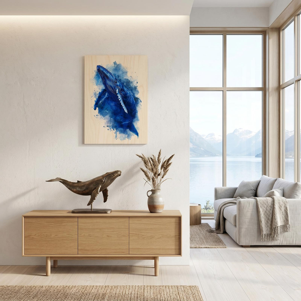 Blue whale - Modern home decor plywood wall art