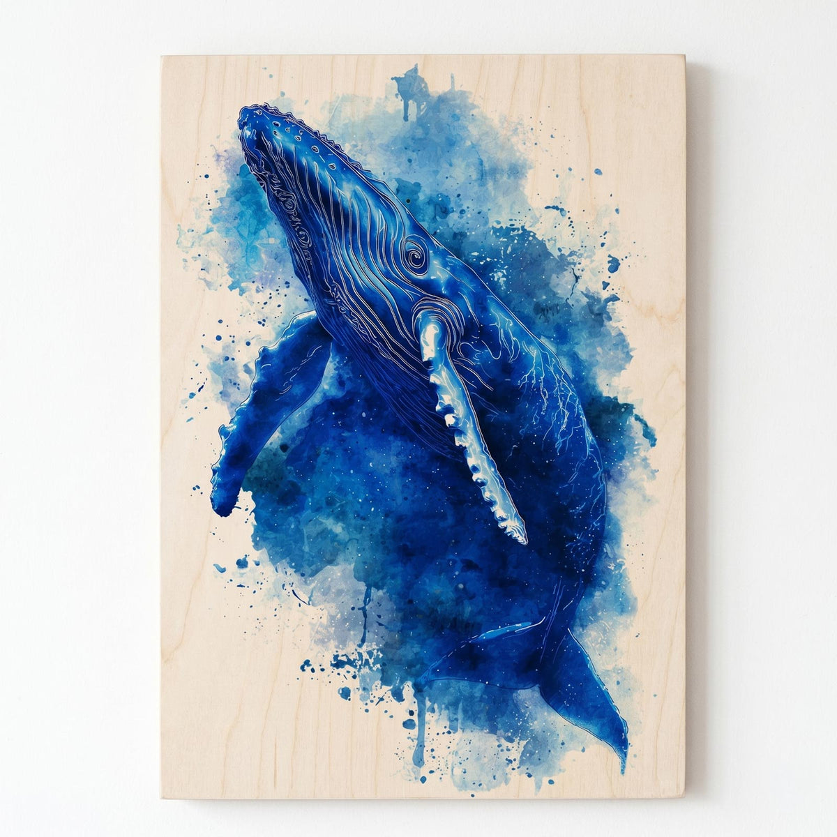 Blue whale - Modern home decor plywood wall art