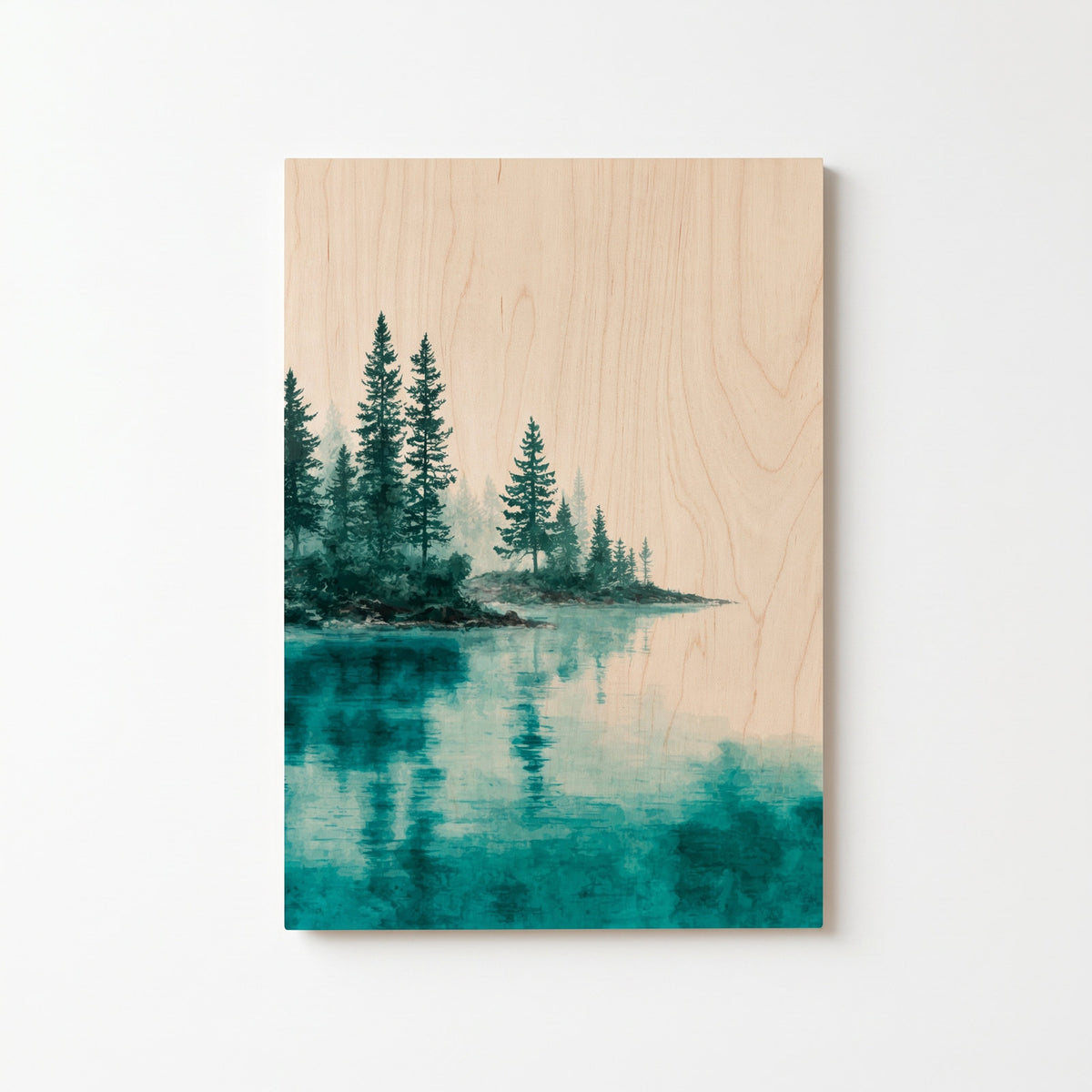 Calm summer lake - Modern home decor plywood wall art