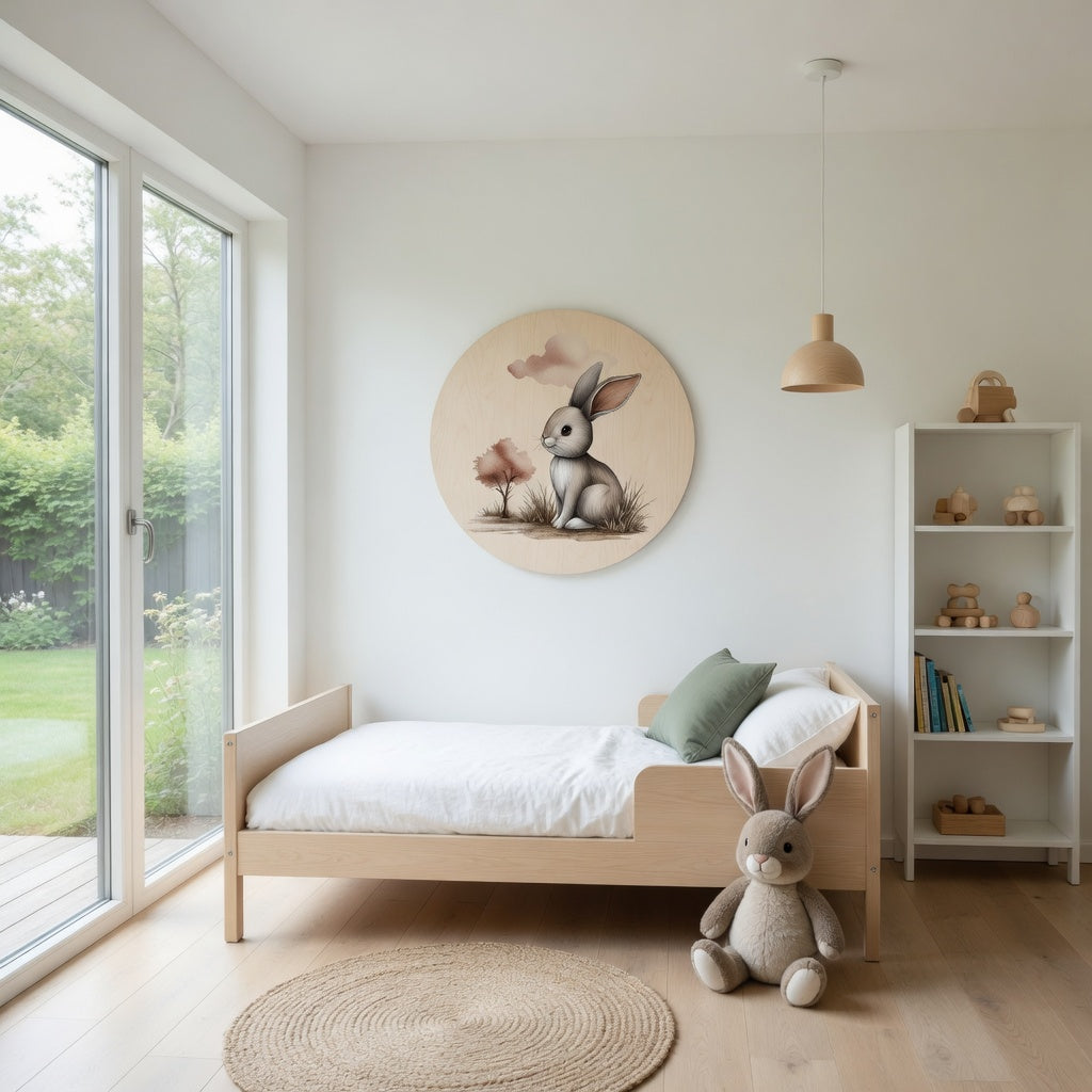 Pörröinen kaninpentu pyjamassa - Lastenhuoneen seinätaulu