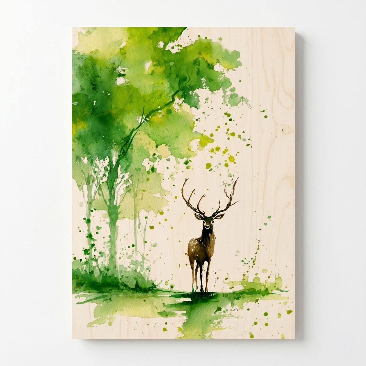 Forest path and reindeer - Modern home decor plywood wall art