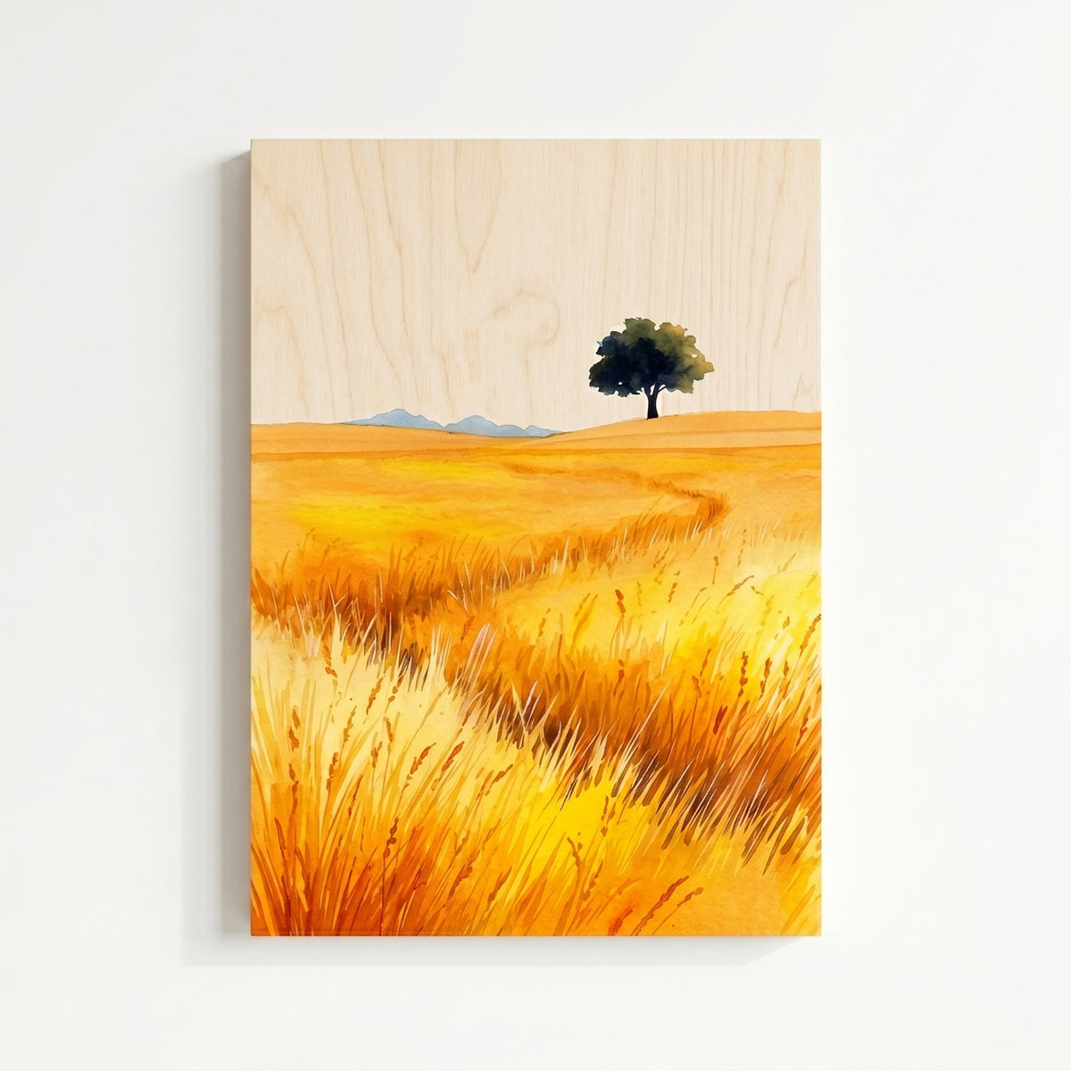 Golden wheat field - Modern home decor plywood wall art