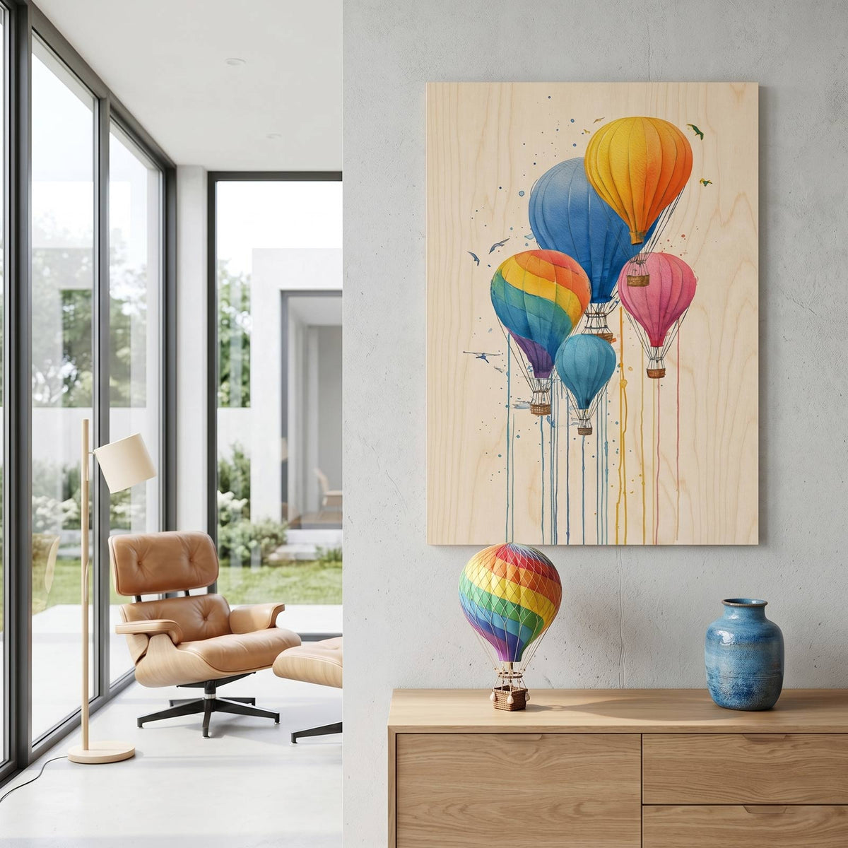 Hot air balloon - Modern home decor plywood wall art