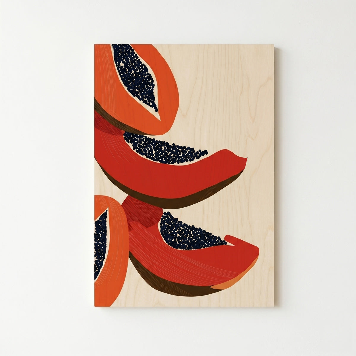 Minimalist Papaya - Modern Botanical Wall Art