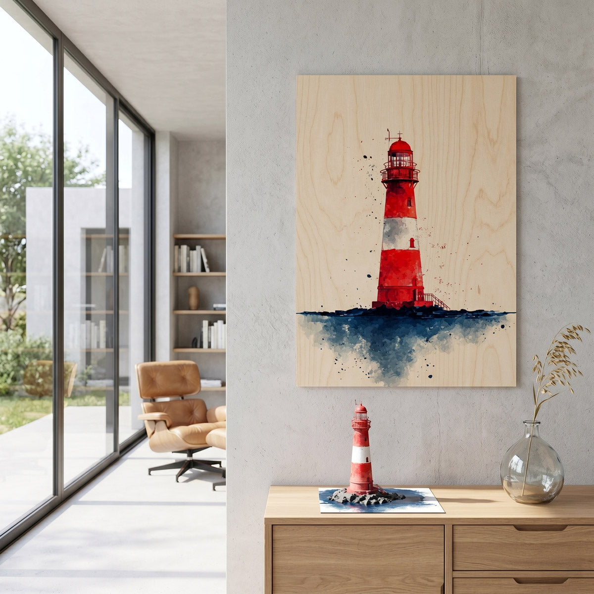 Punainen Majakka - Kodin Sisustus Plywood Seinätaulu