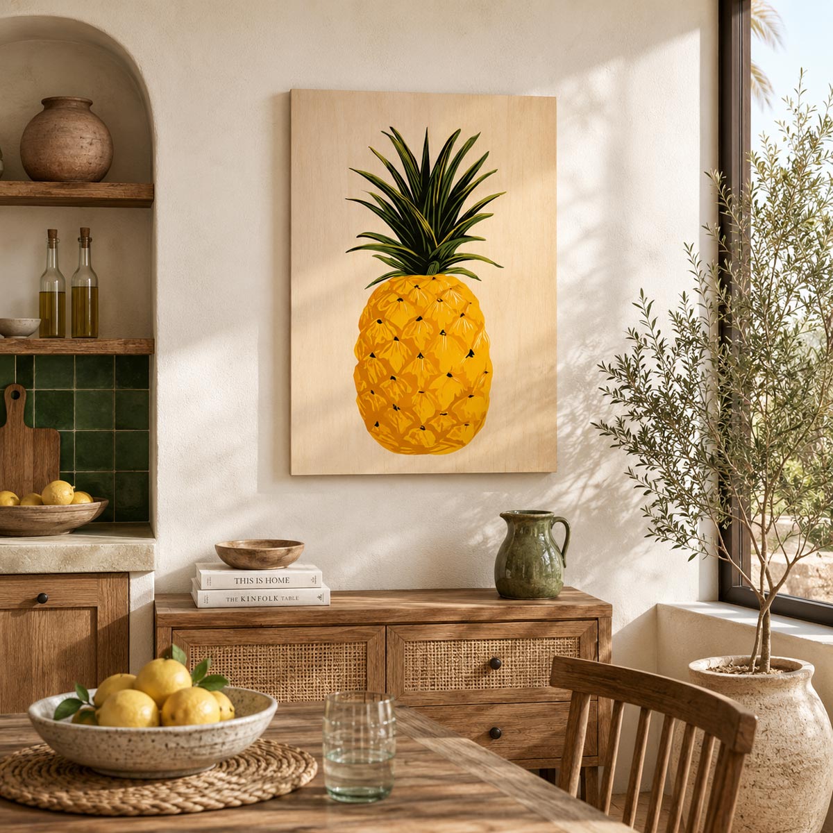 Tropical pineapple - Modern home decor plywood wall art