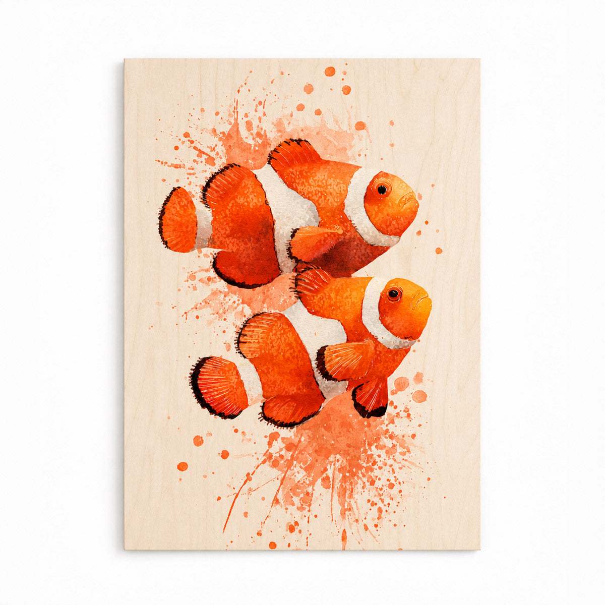 Tropical clownfish pair - Modern home decor plywood wall art