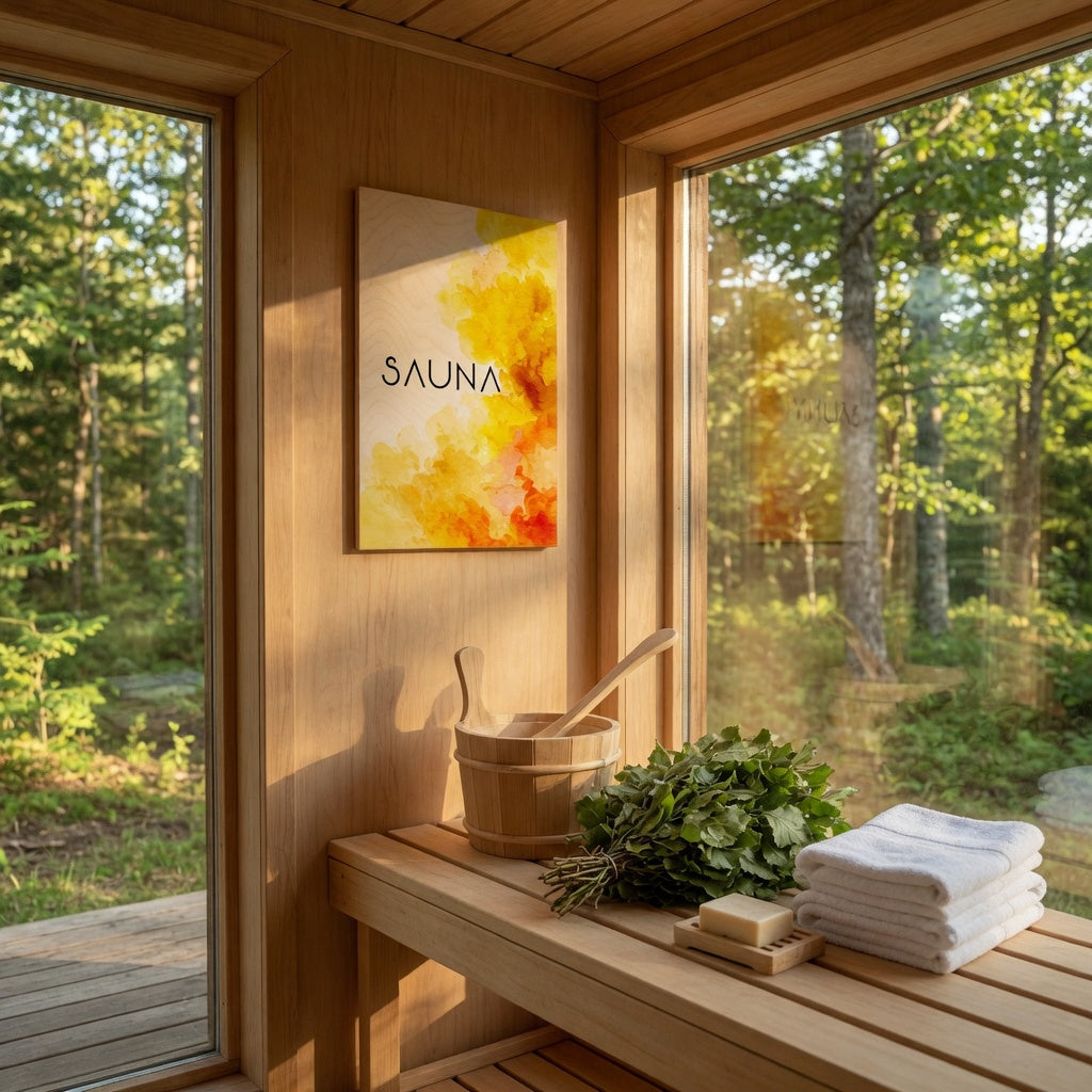 Golden Sunset - Nordic Sauna Wall Decor