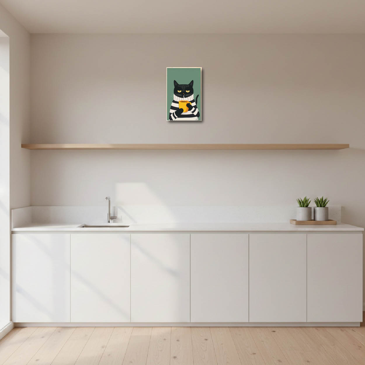 Black Cat with Sweater — Cozy black cat