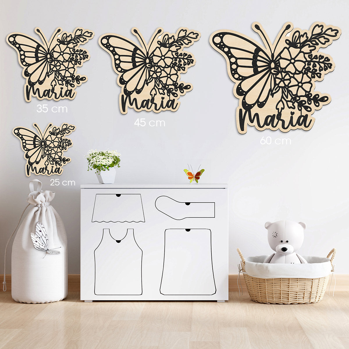 Butterfly name sign with flowers